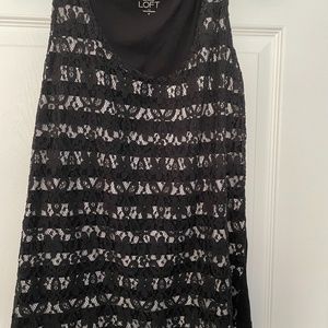 LOFT Black and White Lace Tank